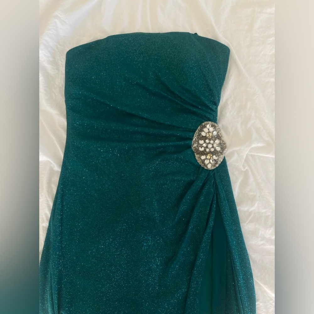 Ruby Rox Green Shimmer Strapless Evening High Low… - image 8